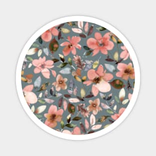 Tropical flowers-Pink gray Magnet